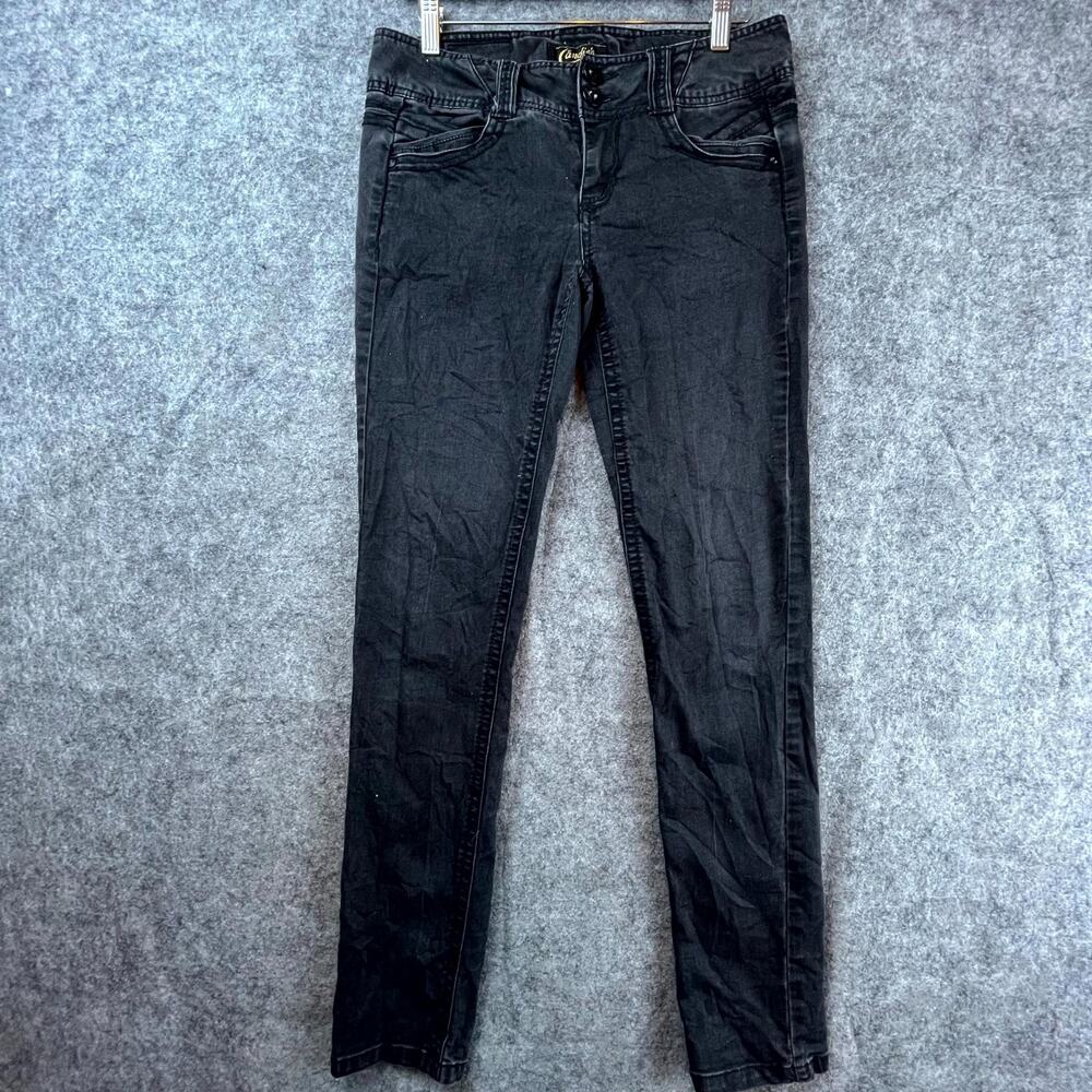 Candies Premium Denim Jeans Womens 7‎ Black Stretch Y2K Embellished Skinny Leg